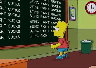 Bart escreve no quadro em protesto