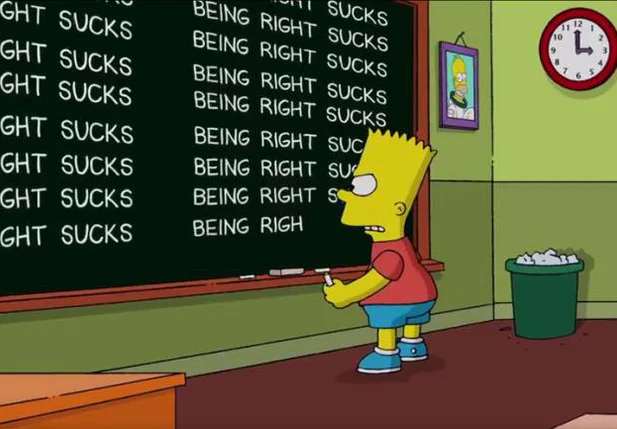 Bart escreve no quadro em protesto
