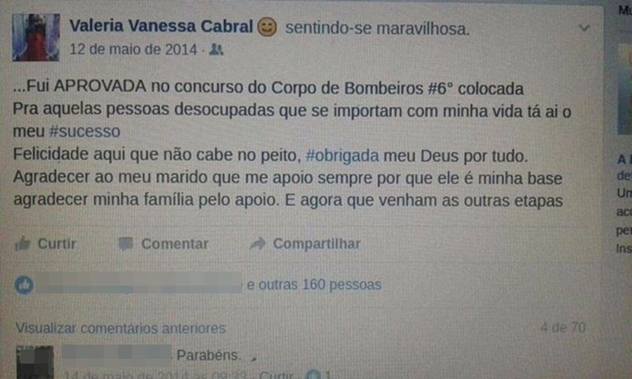 Candidata presa publicou aprovação em concurso no Facebook