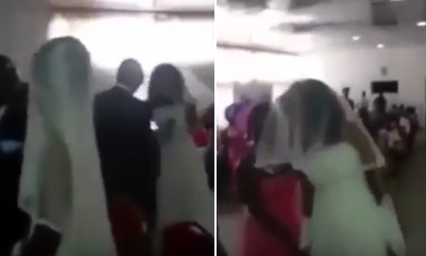 Mulher estava com o mesmo vestido da noiva