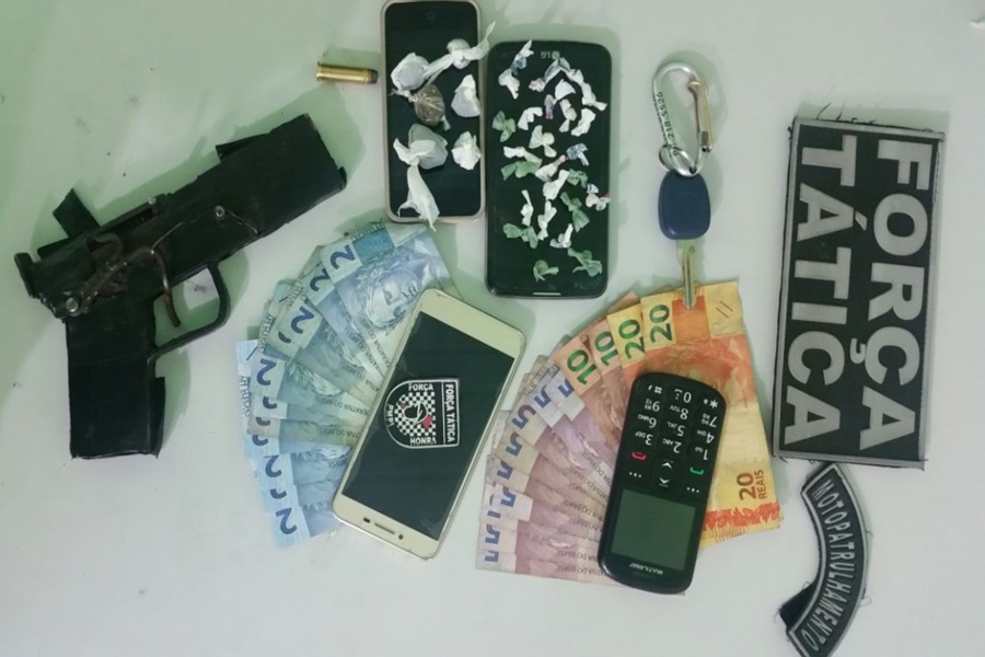 Objetos apreendidos pela PM em posse do trio
