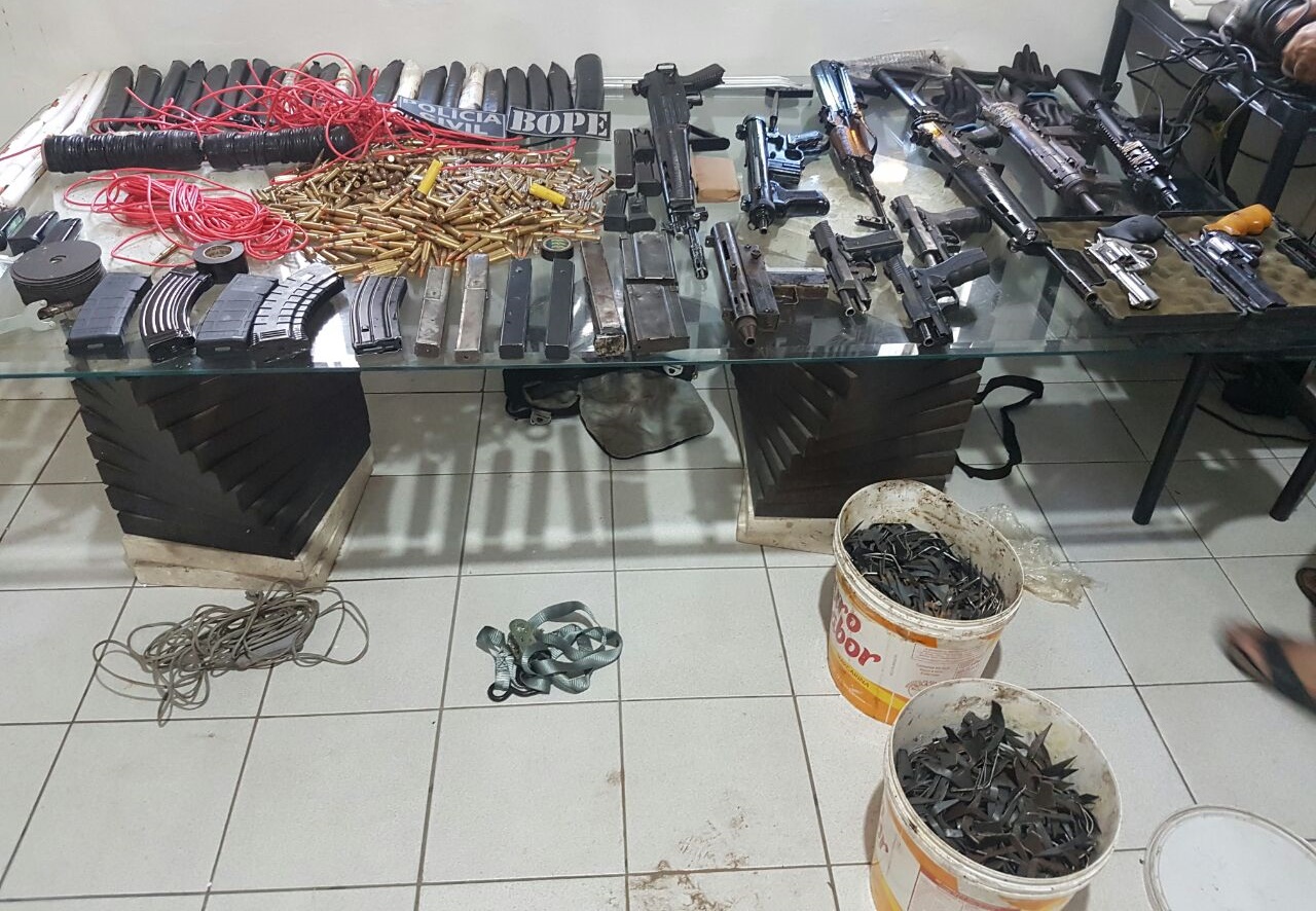 Objetos apreendidos pela polícia