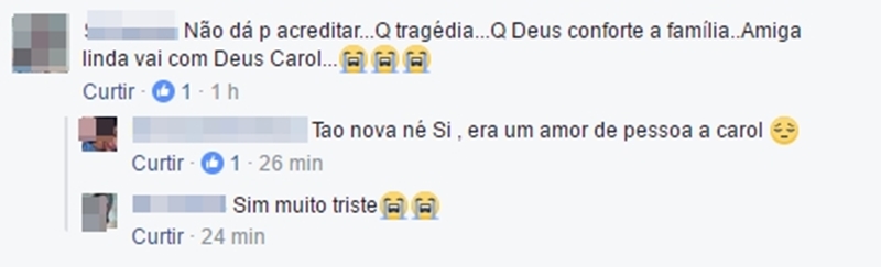 Amigos lamentam a morte da jovem de 23 anos 