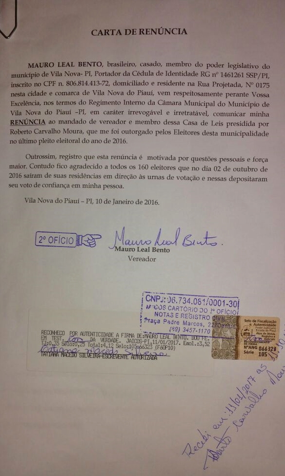 Carta de renúncia