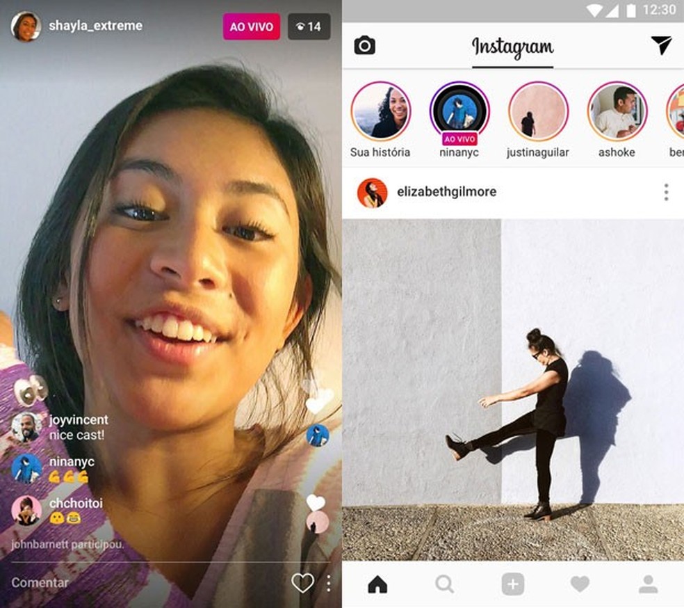 Instagram lança live 