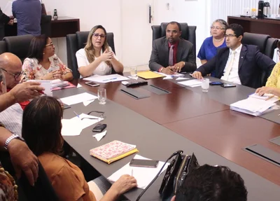Rejane Dias durante reunião com o SINTE