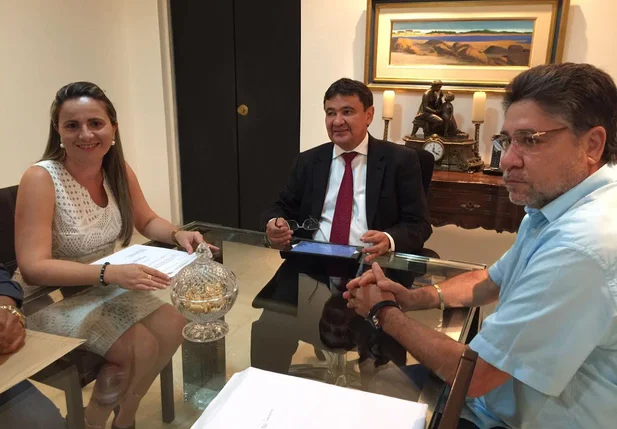 Wellington Dias recebe o deputado João Mádison e alguns prefeitos 