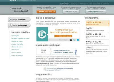 Sisu abre inscrições para o primeiro semestre