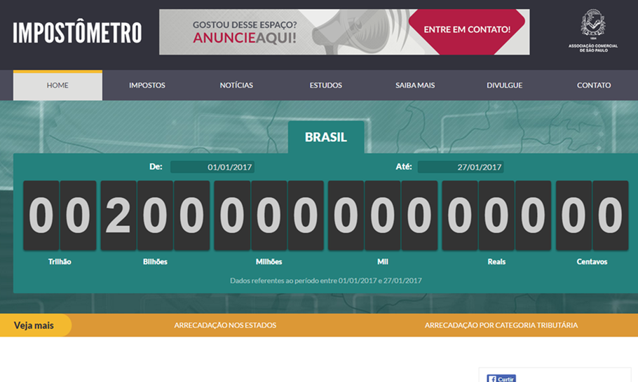 Impostômetro atingiu a marca de R$ 200 bilhões de reais