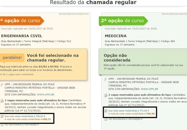 Resultado do Sisu