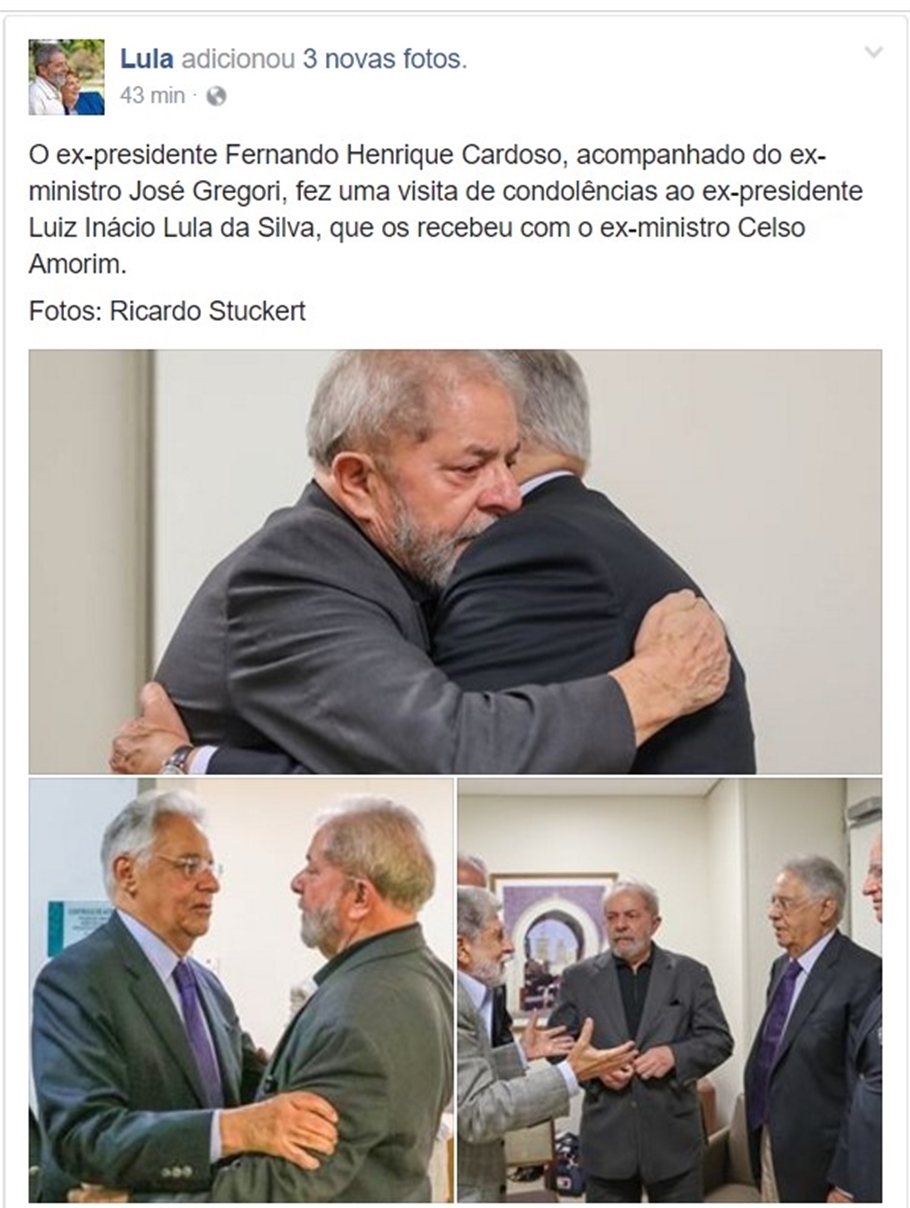 Lula recebe visita de Fernando Henrique