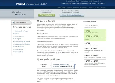 Resultado do Prouni 2017