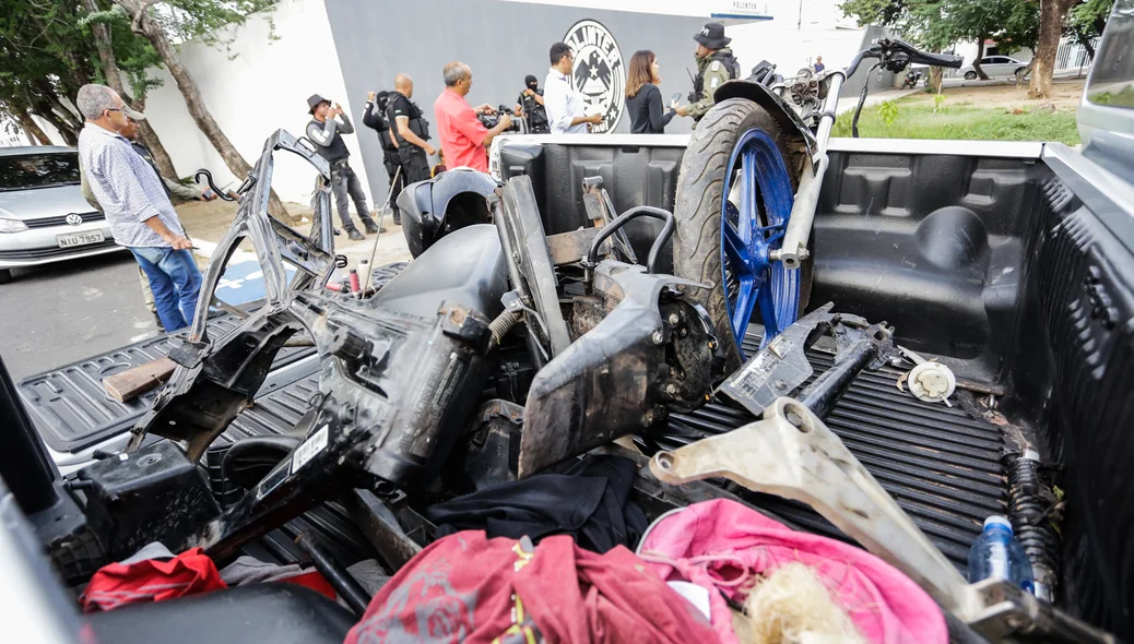 Peças de motos recuperadas pela polícia  