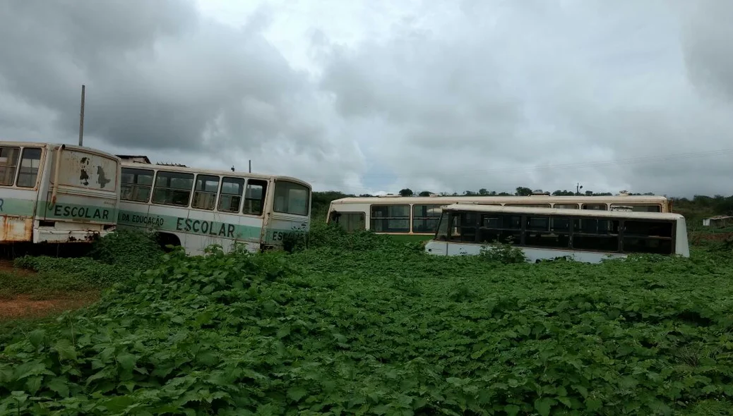 Diversos ônibus abandonados