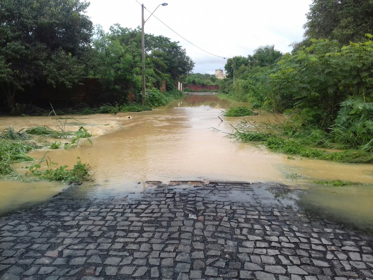 Grande volume de água atinge o bairro Recanto das Palmeiras
