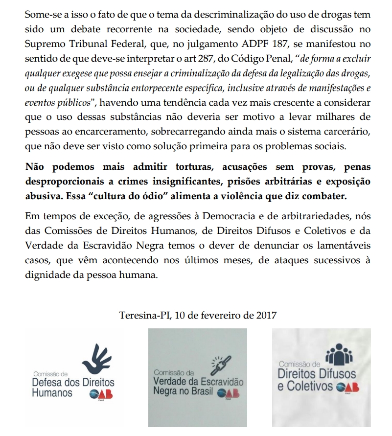 Nota de repúdio de comissões da OAB
