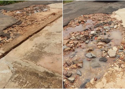 Ruas todas esburacadas do Portal da Alegria em Teresina 