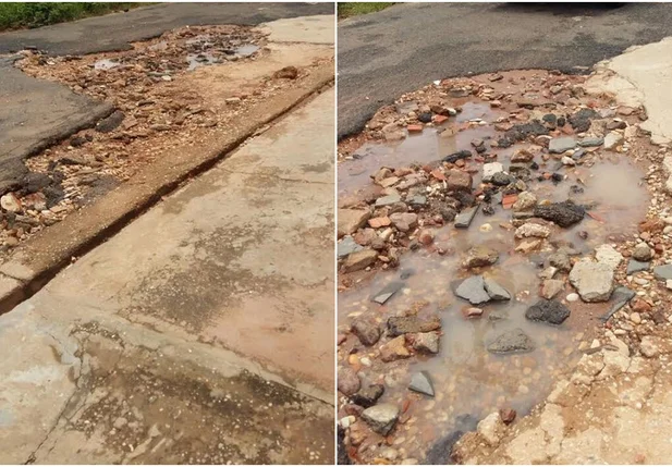 Ruas todas esburacadas do Portal da Alegria em Teresina 