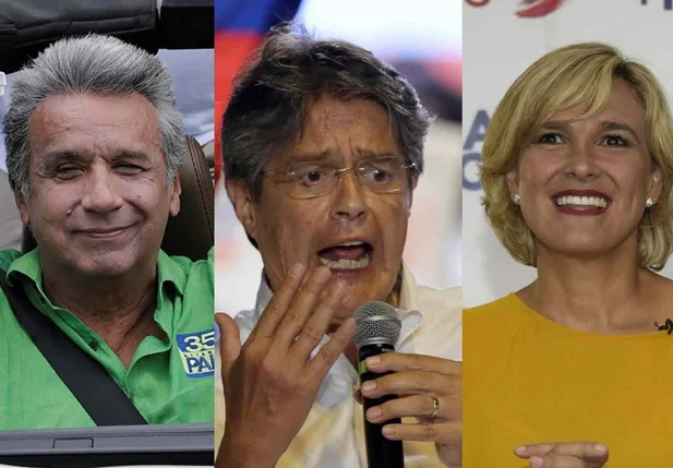 Os principais candidatos à presidência no Equador: Lenín Moreno, Guillermo Lasso e Cynthia Viteri