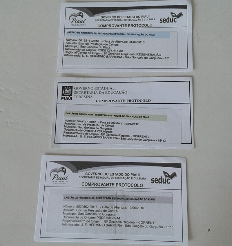 Protocolos de prestação de contas de São Gonçalo do Gurgueia