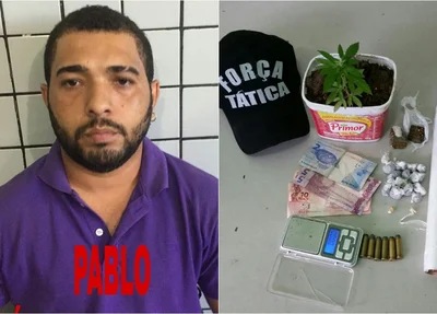 Pablo Barbosa e o material apreendido
