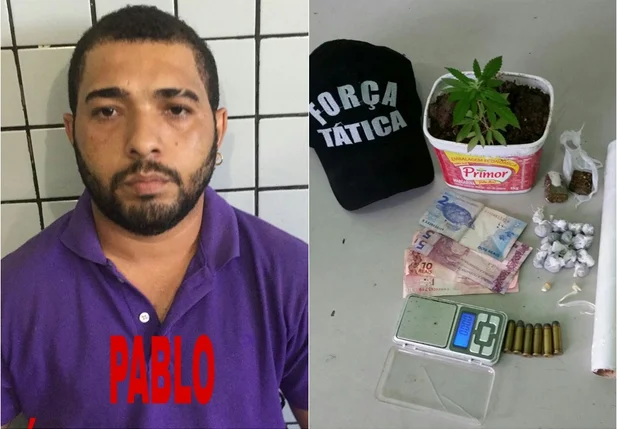 Pablo Barbosa e o material apreendido
