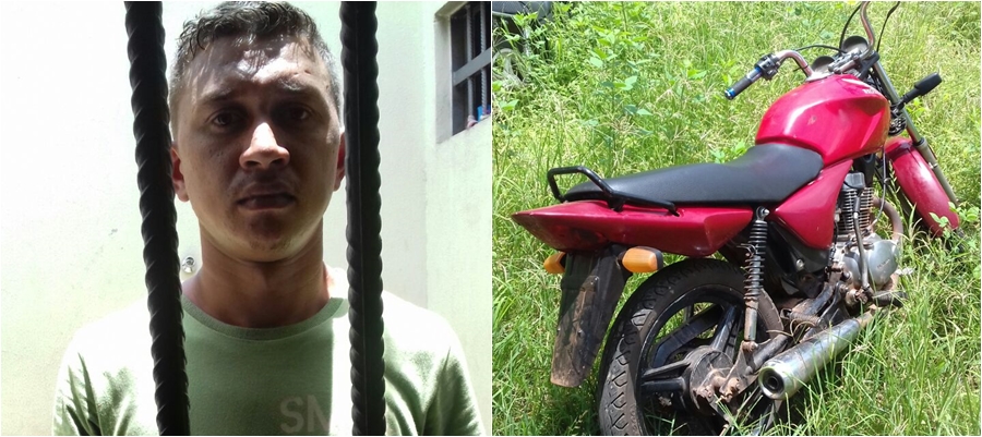 Suspeito que utilizava moto roubada em União~