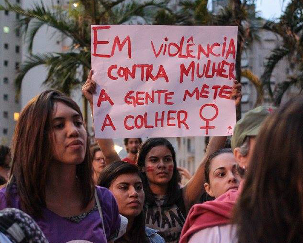 Mulheres em ato contra a violência em São Paulo