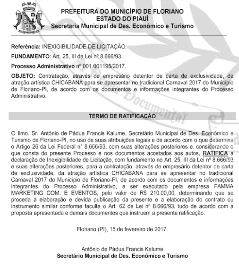 Termo de ratificação