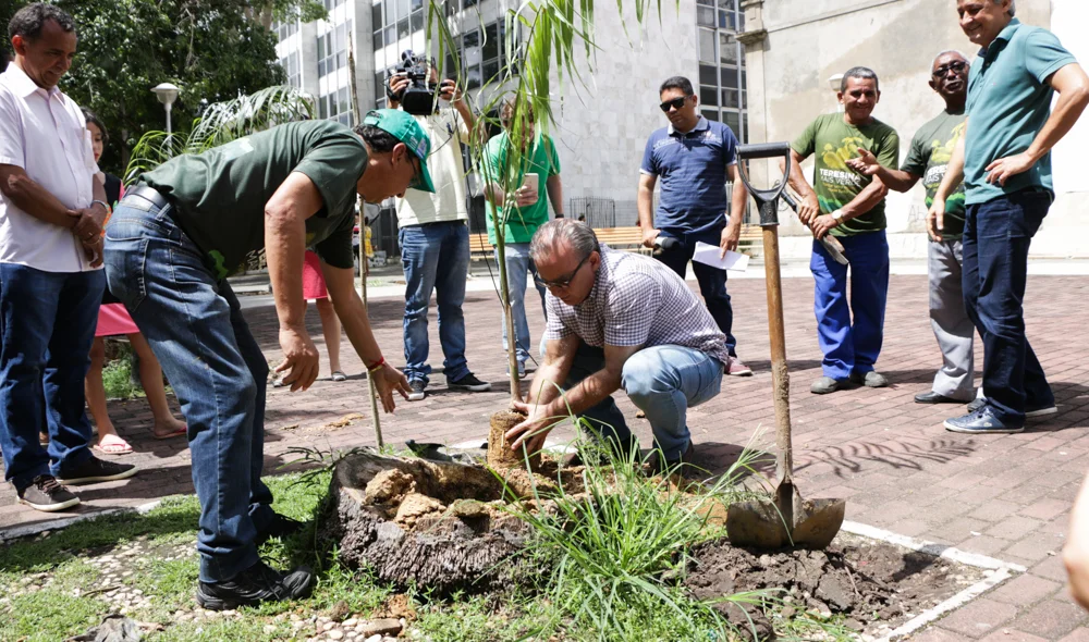 Firmino Filho planta uma muda de árvore