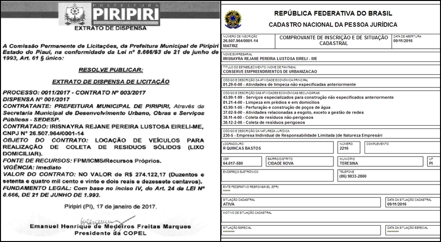 Extrato e CNPJ da empresa
