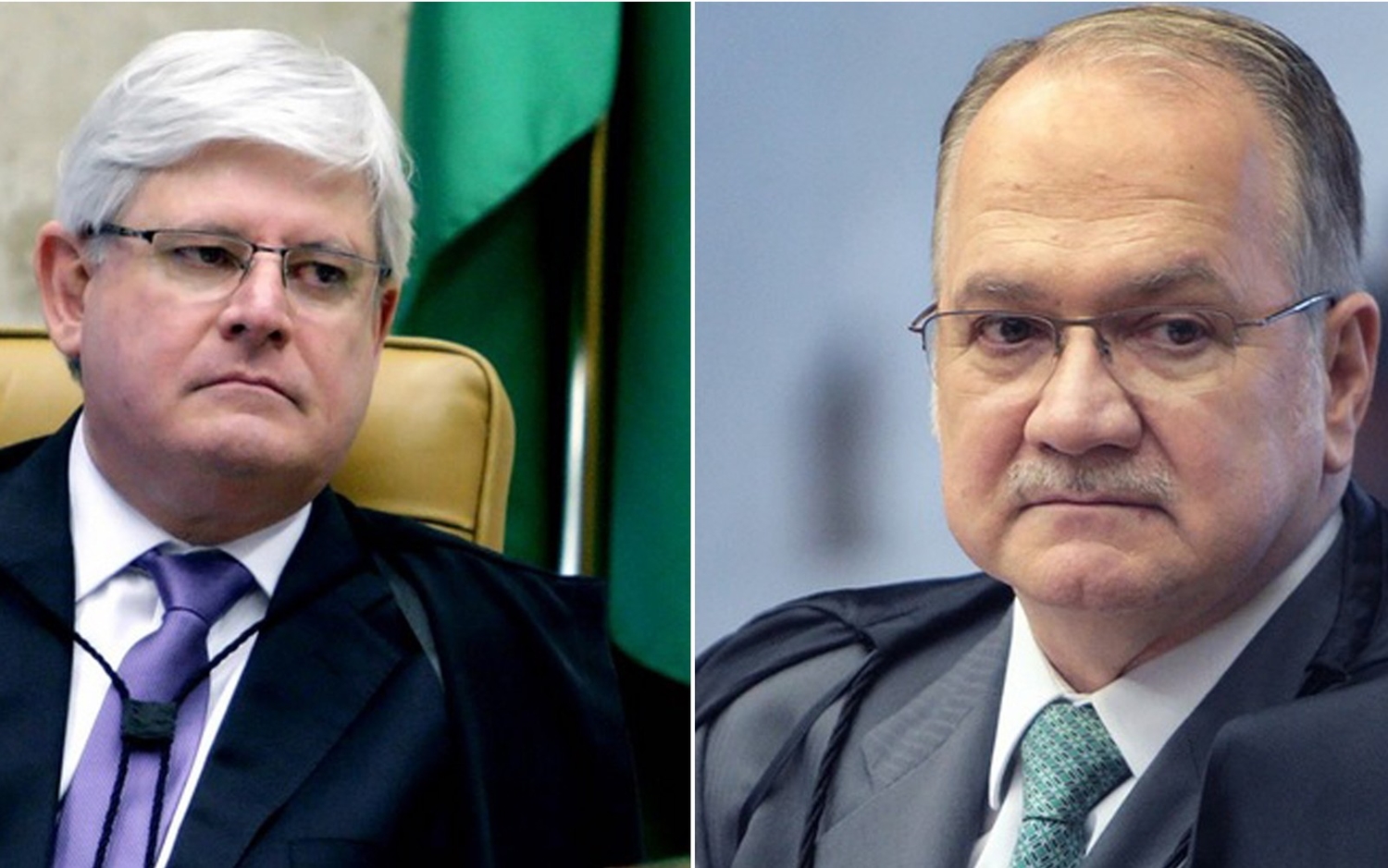 O procurador-geral da República, Rodrigo Janot (esq.), e o ministro do STF Edson Fachin (dir.)