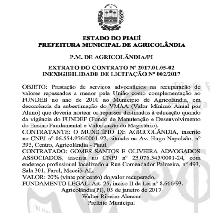 Extrato do contrato