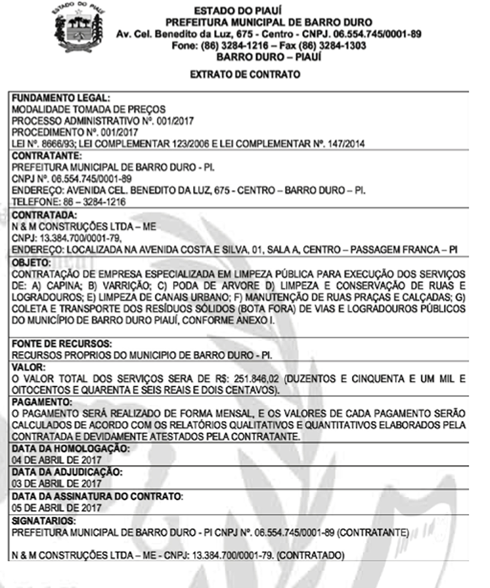 Licitação da empresa N & M