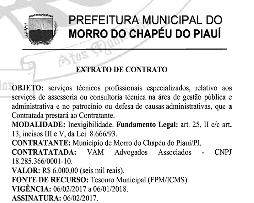 Contratação de escritório de advocacia em Morro do Chapéu