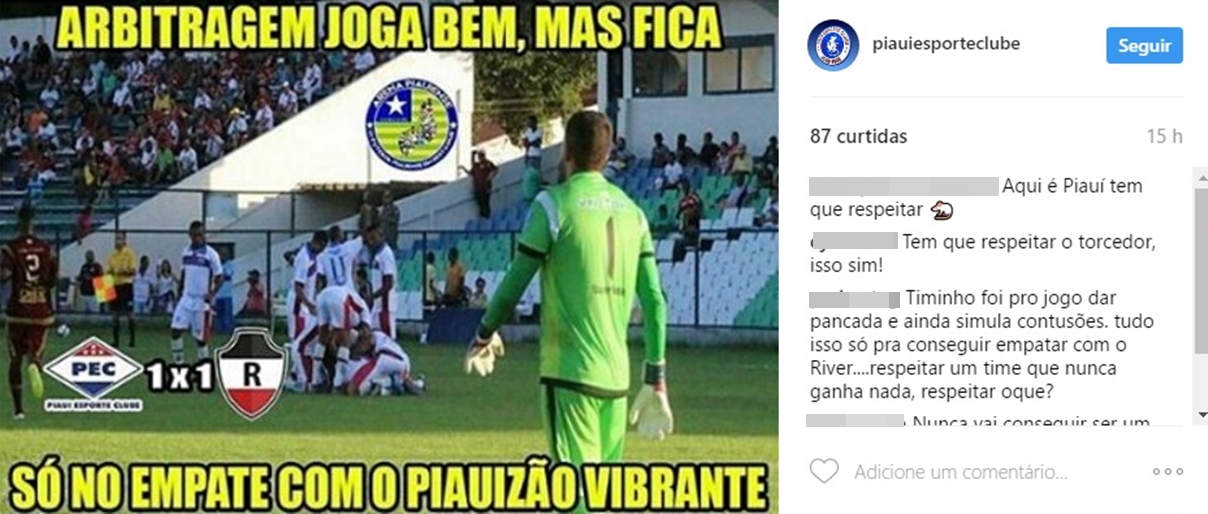 Piauí provoca River com postagem polêmica