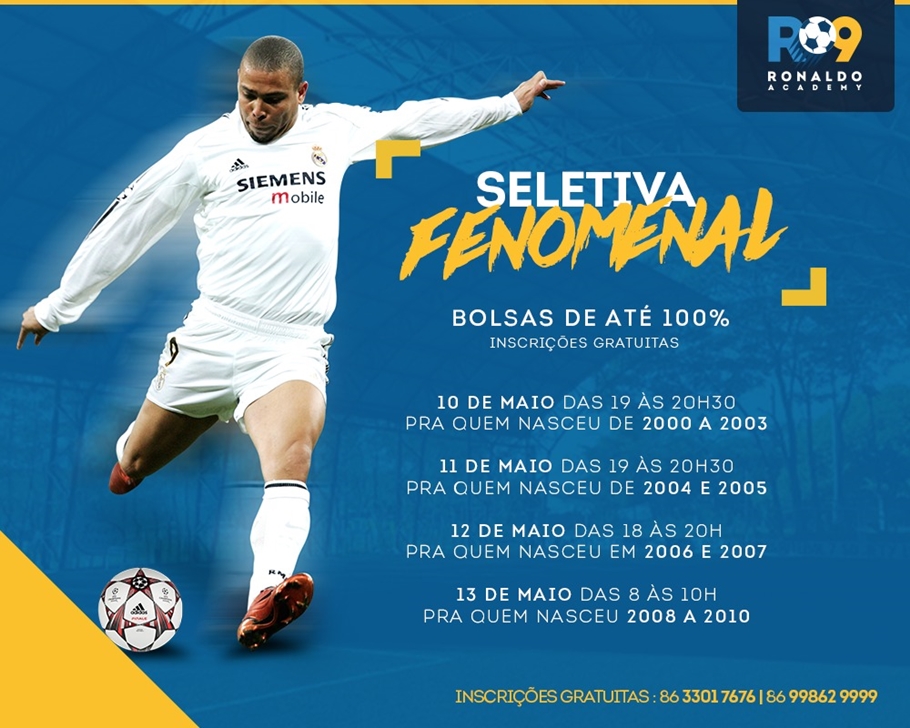 Fôlder da escolinha de futebol do Ronaldo Fenômeno 