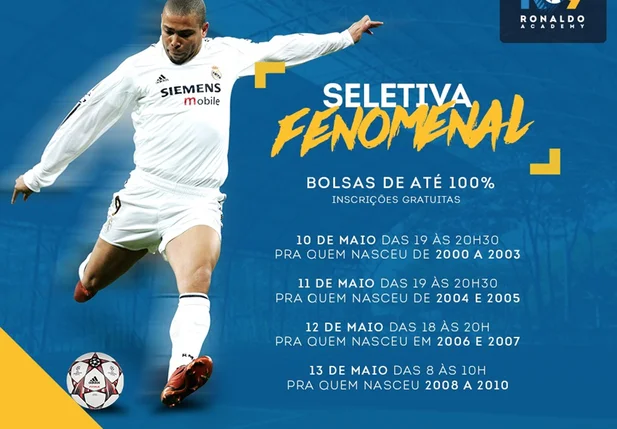 Fôlder da escolinha de futebol do Ronaldo Fenômeno 