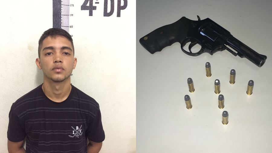 Com o suspeito foi apreendido a arma da vitima