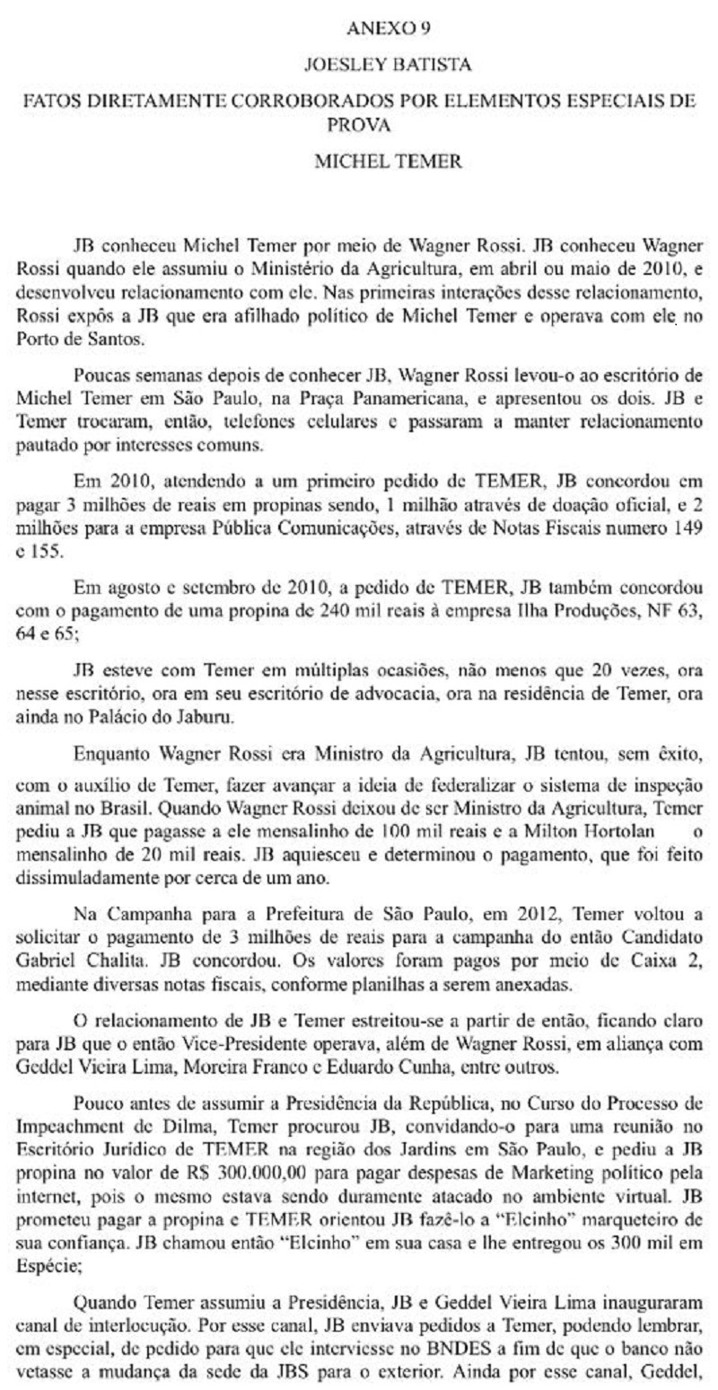 Anexo da delação de Joesley Batista