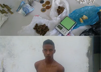 Material apreendido e traficante