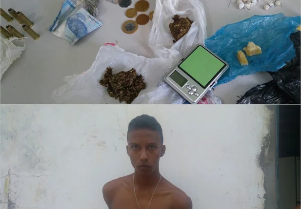 Material apreendido e traficante