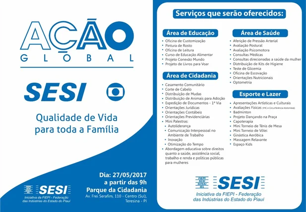 Ação Global acontece neste sábado no Parque da Cidadania