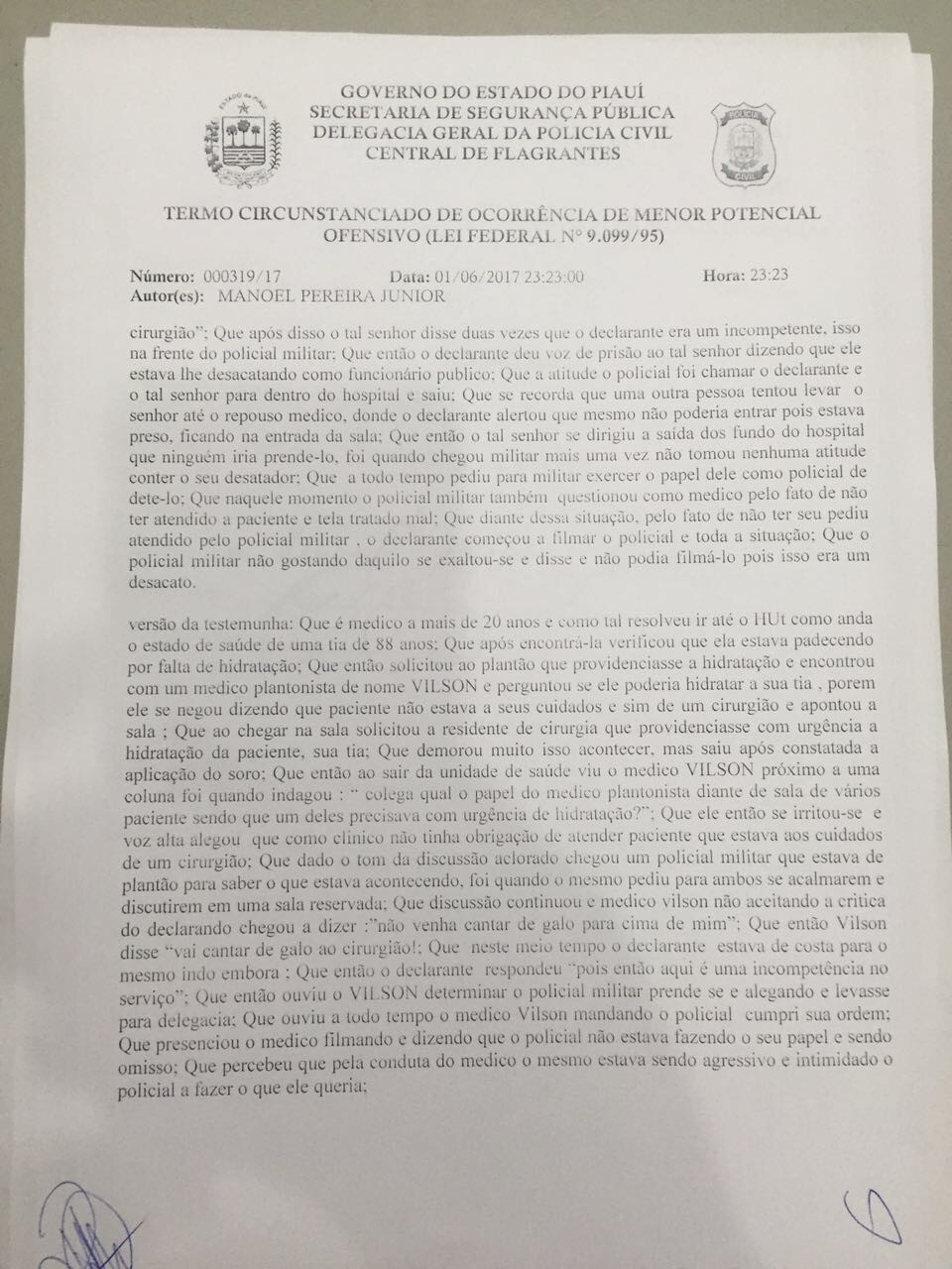 Termo Circunstanciado de Ocorrência