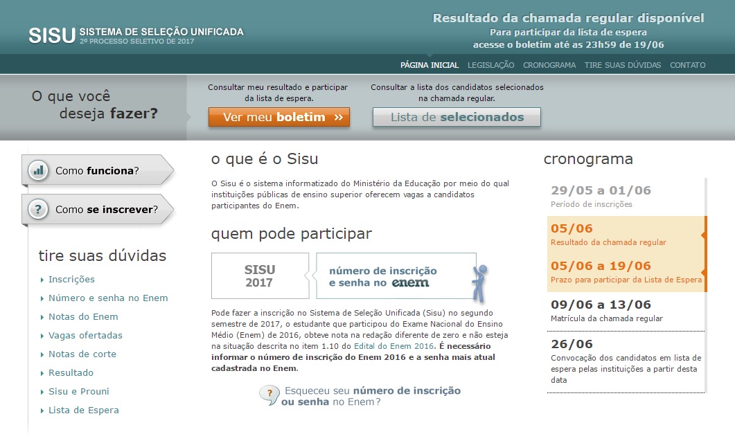 Resultado do Sisu