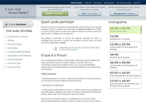 Site do Prouni