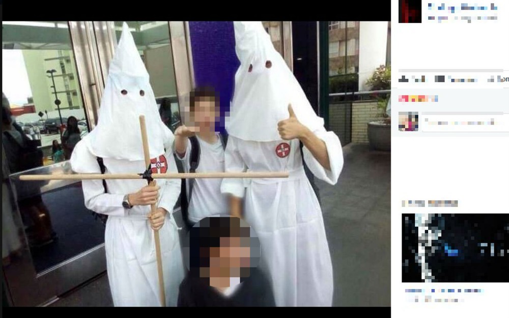 Foto de alunos com fantasia do Ku Klux Klan provocou polêmica nas redes sociais