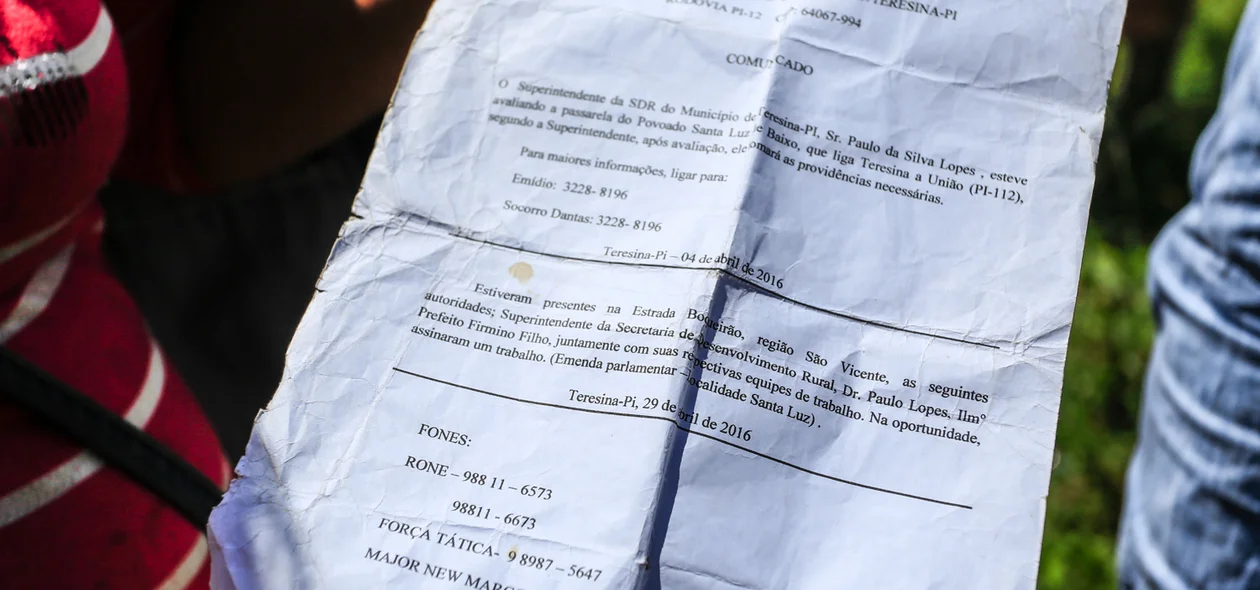 Comunicado entregue aos moradores