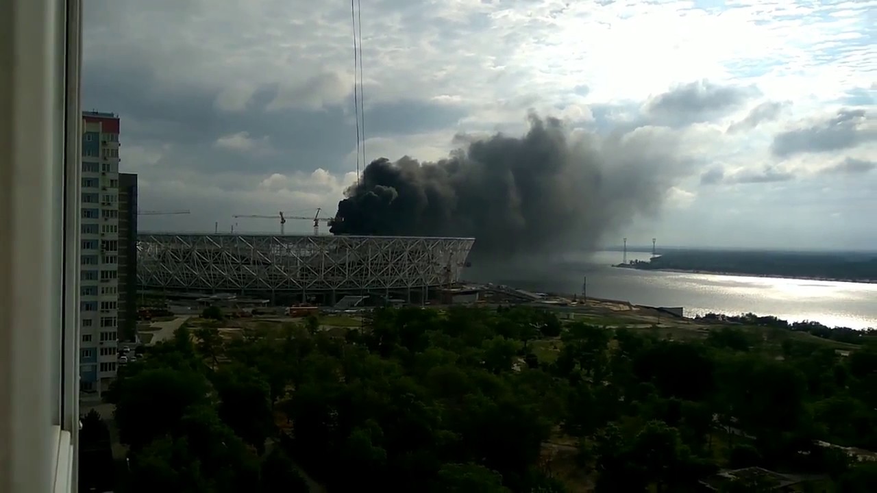 Estádio pega fogo na Rússia
