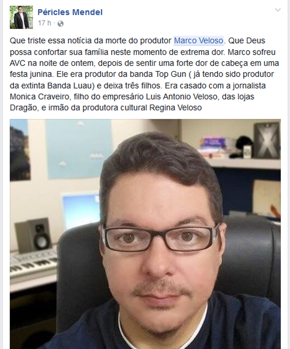 Péricles Mendel comenta morte